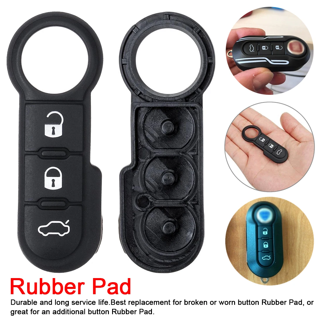 

Applicable for Fiat 500 original car folding remote control replacement shell black button leather soft button with 3 Buttons