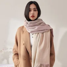 Imitation Cashmere Scarf Japanese and Korean Sweet Pure Color Fringed Scarf Women Winter New Style Lengthened Fashion Warm Shawl