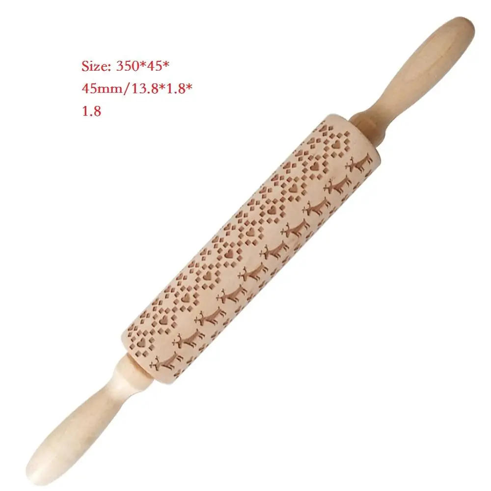 1PC b Christmas Rolling Pin Dough Wooden Christmas Embossing Rolling Pin Stick Baking Pastry Tool Christmas Decoration for Home - Цвет: 1PC b