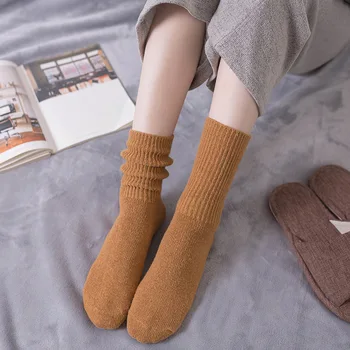 

Little hat autumn winter socks women's season thickened retro wool socks warm versatile pile up socks medium tube socks