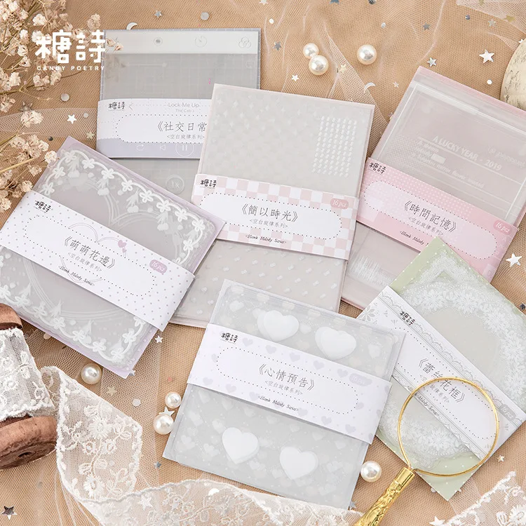 16 шт./компл. декоративные наклейки с прозрачным кружевом дневник DIY Скрапбукинг