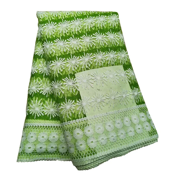 Новейшая бордовая африканская кружевная ткань вышивка нигерийские бусы Кружева швейцарская вуаль тюль кружевная ткань для женского платья - Цвет: green