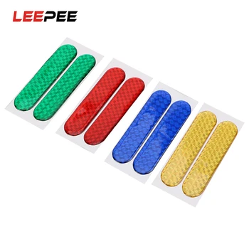 

LEEPEE 4 Colors Car Reflective Stickers 2pcs Car Door Sticker Decal Reflective Strips Warning Tape Safety Mark Car-styling