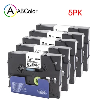 

A ABCOLOR 5Pcs 9mm TZe121 Label Tape For Brother P-touch Label Maker TZe-121 Black on Clear Laminated Tape tze121 Tape