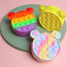 New Fidget Toys Colorful Silicone Coin Purse Keychain Bubble Music Relax Decompression Toy Storage Kawaii Bag Pendant Gift