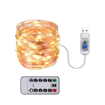

Festive Outdoor Copper String Light 5m 10m 20m Remote Control Timing Battery USB Garden Light Waterproof Party Christmas Decor