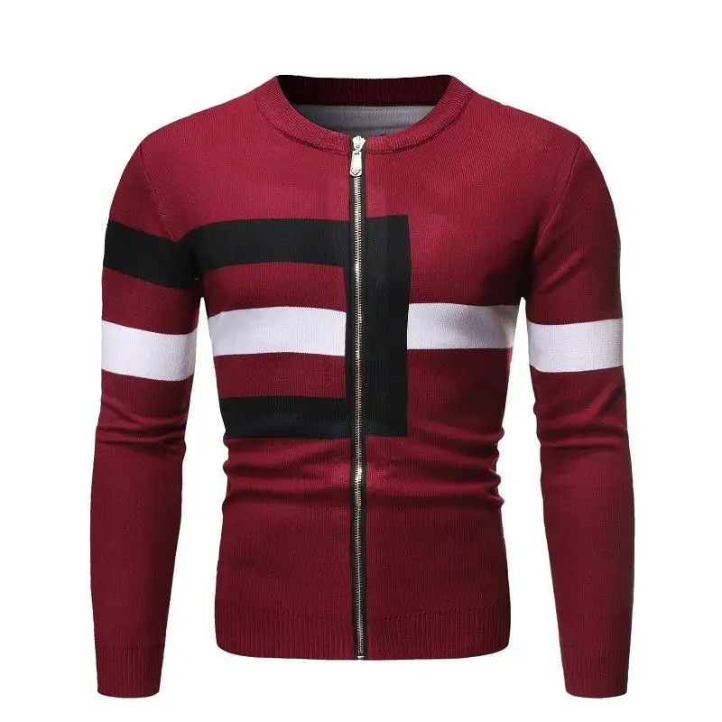

2020 New Arrivals Sweate Casual geometry Men Striped Sweater Windbreaker Warm Fashion Cardigan Men Sweaters plus size