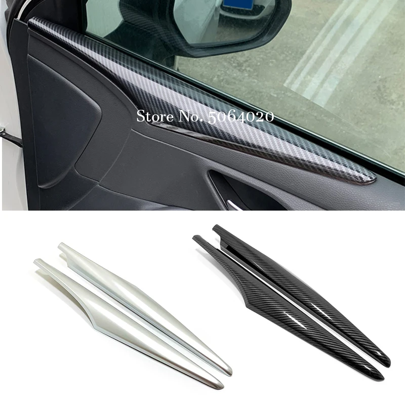 2PCS ABS Carbon fiber Car Door Inside Panel Cover Scuff Plate Steel Protector Guard Trim For Toyota Avalon 2019 2020 accessories |