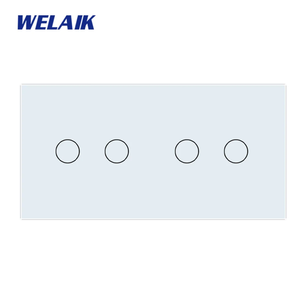 Smart Wall Switch Wall Touch Switch Socket Light Switch Cover Switch Glass Panel WELAIK EU 2Frame 151*80mm 2Gang 1Gang LED Light Wall Touch Switch White Crystal Tempered Glass Panel Only DIY Parts A2922W1