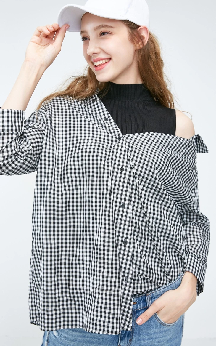 Vero Moda Новое поступление женский Двухсекционный вязаный жилет клетчатая рубашка | 318431505