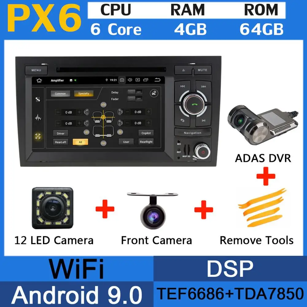 PX6-ADAS PX6 Восьмиядерный Android 9,0 4G+ 64G 5 USB для Audi A4 2002-2008 S4 RS4 B9 B7 SEAT EXEO 2009-2012 автомобильный радиоприемник стерео gps навигация - Цвет: PX6-ADAS