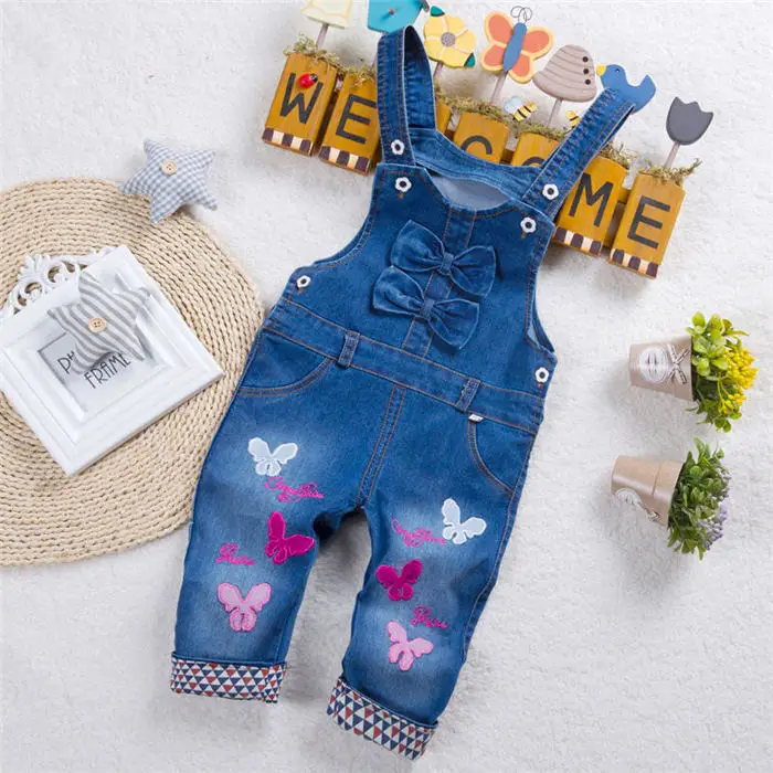 BibiCola/весенне-осенние штаны на подтяжках для отдыха; Комбинезон для маленьких девочек; детский джинсовый комбинезон; брюки; детские джинсы с рисунком для младенцев - Цвет: picture color