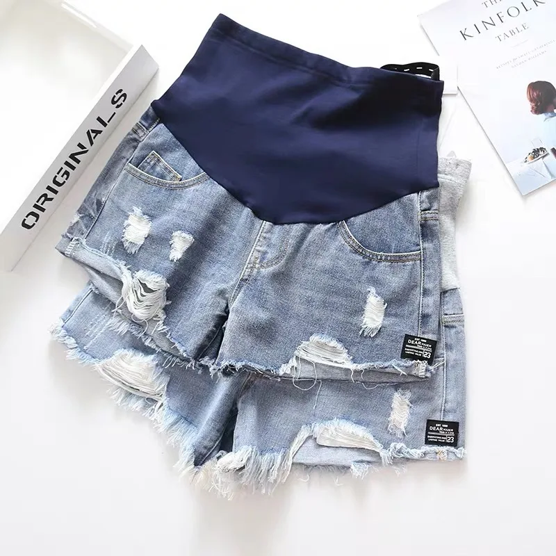 Maternity Clothes for Pregnant jeans Women Denim Shorts Pregnancy Jeans Low-Waisted Plus Size Loose Pants Wear outdoors varofi high waisted jeans short pants women woman shorts plus size summer women s denim shorts large size 5xl jeans woman