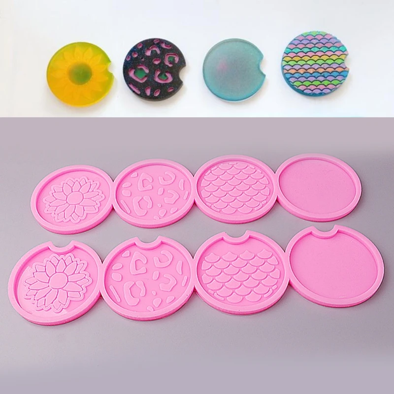 

A0NF Diy Crystal Tea Tray Coaster Mold Round Leopard Print Epoxy Resin Mold Suitable for Home Decoration Table Wine Tray
