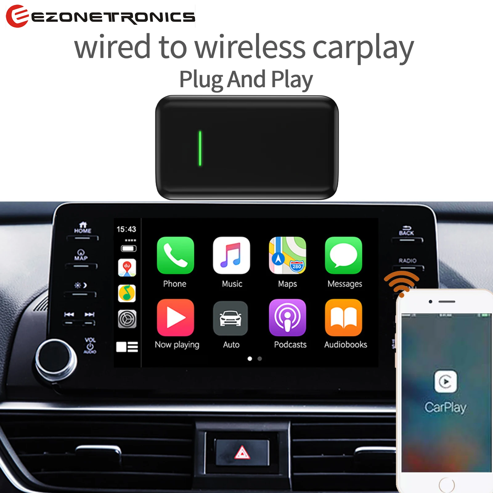 Carplay 플러그 앤 플레이 무선 어댑터 원래-무선 케이블로 즉시 Carplay 기능 업데이트