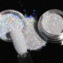 1Box Gray Gradient Shiny Nail Glitter Powder Laser Sparkly Nail Art Chrome Pigment Silver DIY Nail Art Decoration