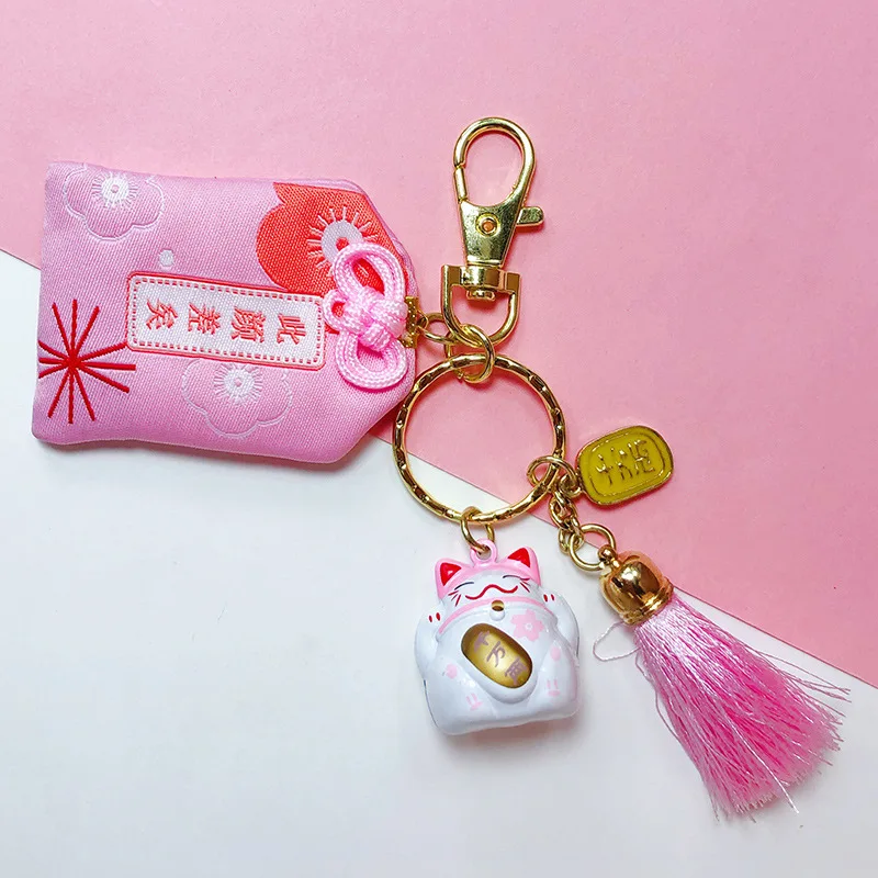 Милые с изображением из мультфильма Lucky Cat брелок творческий счастливая сумка с кисточками автомобильный брелок для ключей Для женщин сумка брелки Porte Clef кольцо для ключей