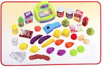 Christmas Gift Child Girl toys Pretend play Supermarket Simulation Cash register set Cooking Food shopping basket Light Music 2