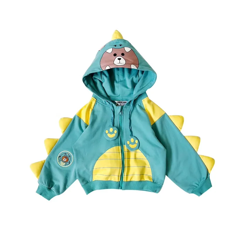 Tonytaobaby осень-зима одежда, Новое поступление, для мальчиков Детская Одежда для девочек интересные куртка с капюшоном "Динозаврик" детские толстовки с капюшоном