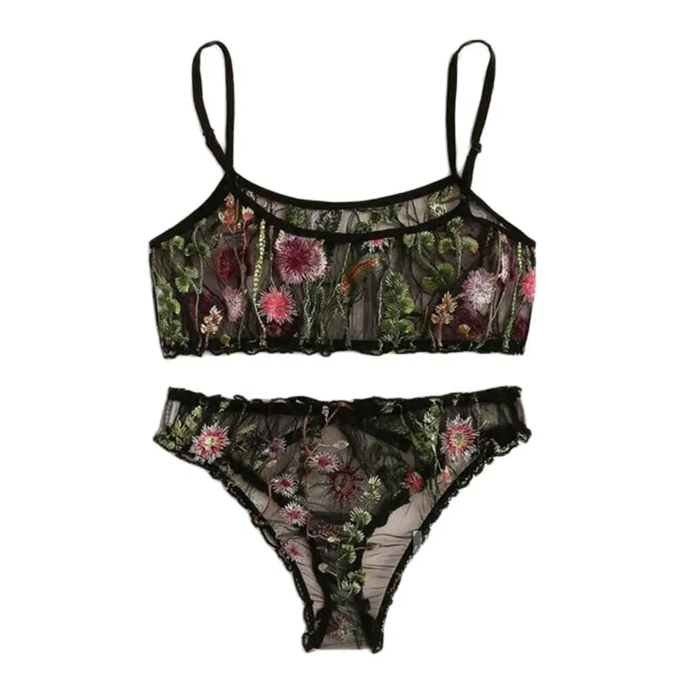 Модный комплект с бюстгальтером женское сексуальное нижнее белье вышивкой