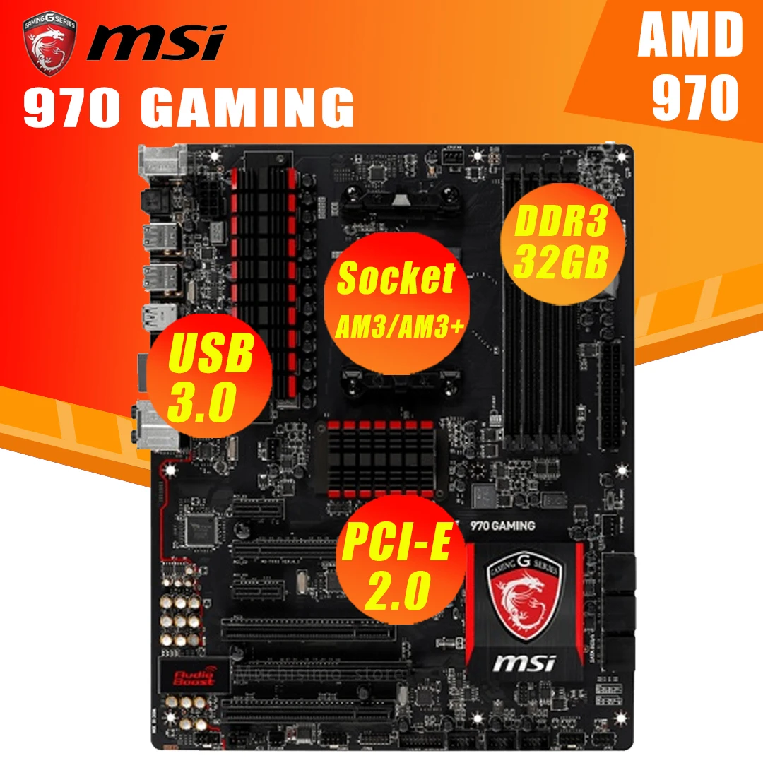 Игровая Материнская плата MSI 970 разъем AM3/AM3 + DDR3 32 Гб USB2.0 USB3.0 для настольного ПК AMD