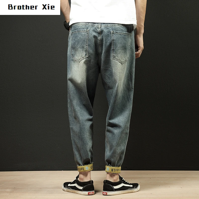 

Autumn Jeans Men's Fashion Washed Solid Color Casual Denim Trousers Man Streetwear Wild Hip Hop Loose Harem Jeans Pants Male