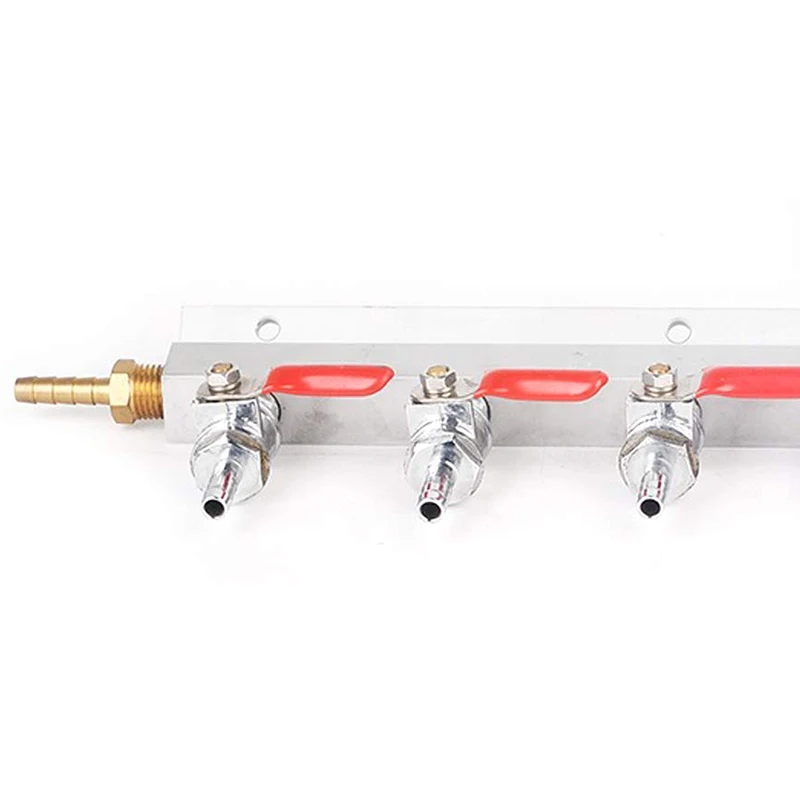 6 Way Aluminum CO2 Gas Distribution Manifold Splitter 1/4 Inch Barbed Inlet and Outlets Homebrew Beer Kegerator CO2 Splitter