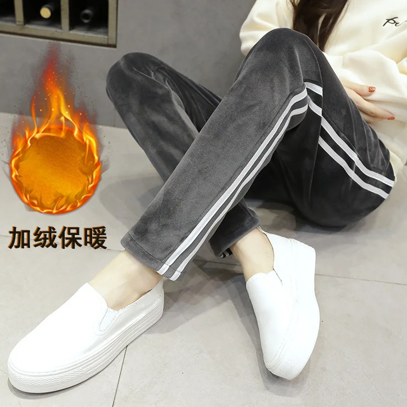 

Autumn And Winter New Style Maternity Clothes Gold Velvet Brushed And Thick Leggings Maternity Pants Outer Wear Trousers Warm-ke