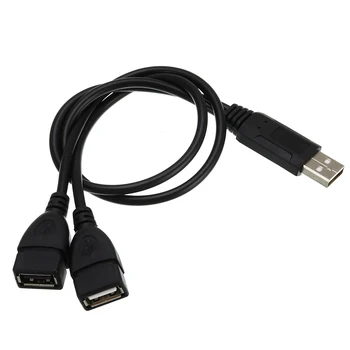 

New USB 2.0 Male To 2 Dual USB Female Jack Splitter Hub Power Cord Adapter For PC Laptop