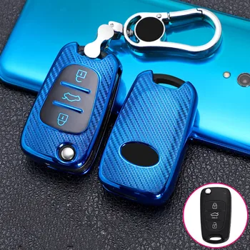 

3 Button Carbon Fiber TPU Car Remote Flip Key Fob Shell Case For Hyundai I30 IX35 Verna For KIA Sportage Sorento Rondo Soul RIO