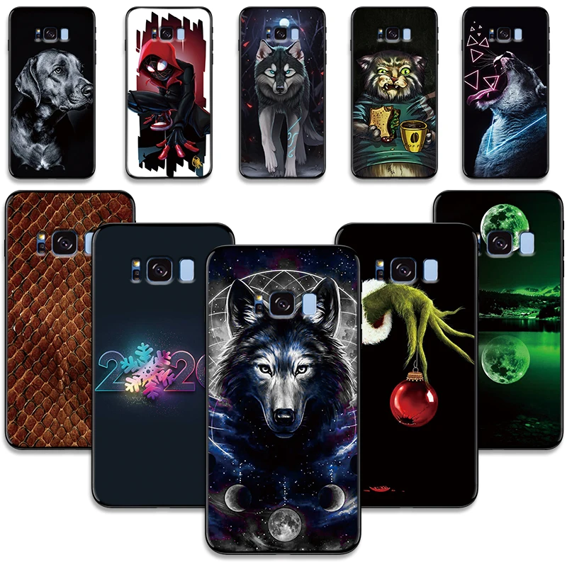 Silicon phone Case For Samsung S8 S9 Plus Cases Cover S8Plus S9plus Phone shell full 360 protective black animal | Мобильные
