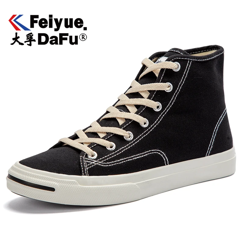 Feiyue/Повседневная парусиновая обувь; 904N; высокая черная обувь на плоской подошве для мужчин и женщин; Вулканизированная обувь; дышащие кроссовки; простая обувь на плоской подошве для скейтбординга