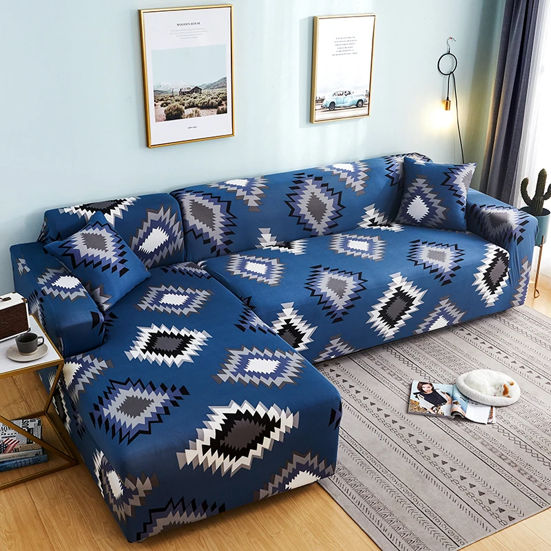 Эластичный плед-чехол для дивана набор спандекс геометрический принт сексекционные диванные чехлы для гостиной l-образный диван протектор для домашних животных
