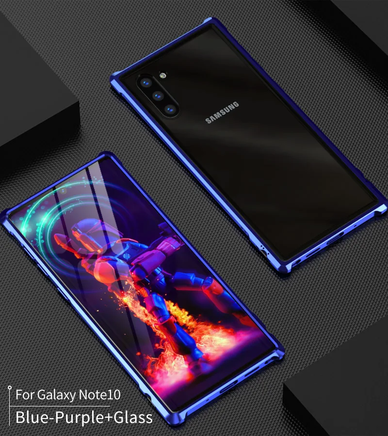 Алюминиевый металлический бампер для Samsung Note10 + задняя крышка из закаленного