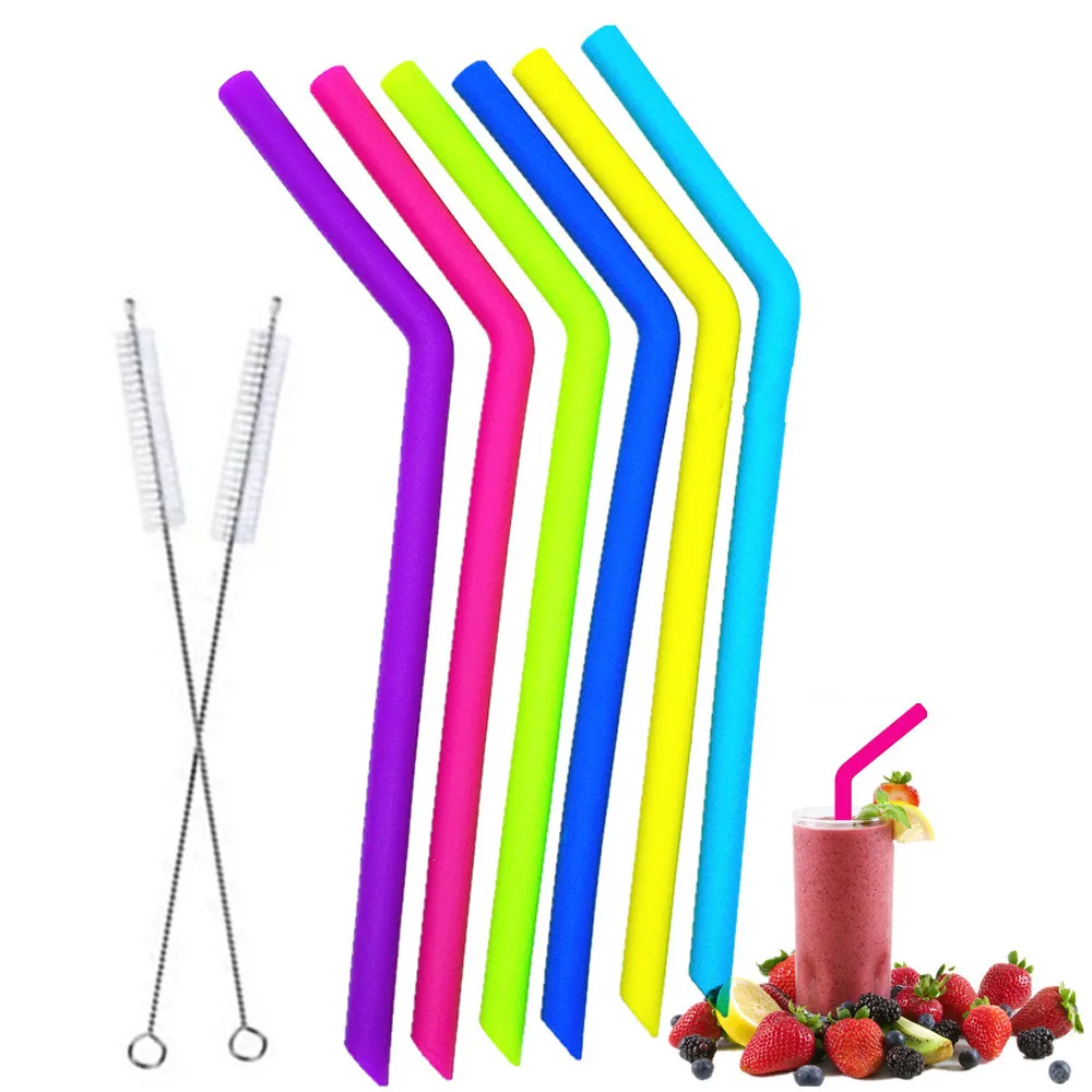 Абсолютно новые 12 шт многоразовые соломинки для смузи с чистящими щетками очень широкие большие соломинки H5Hot