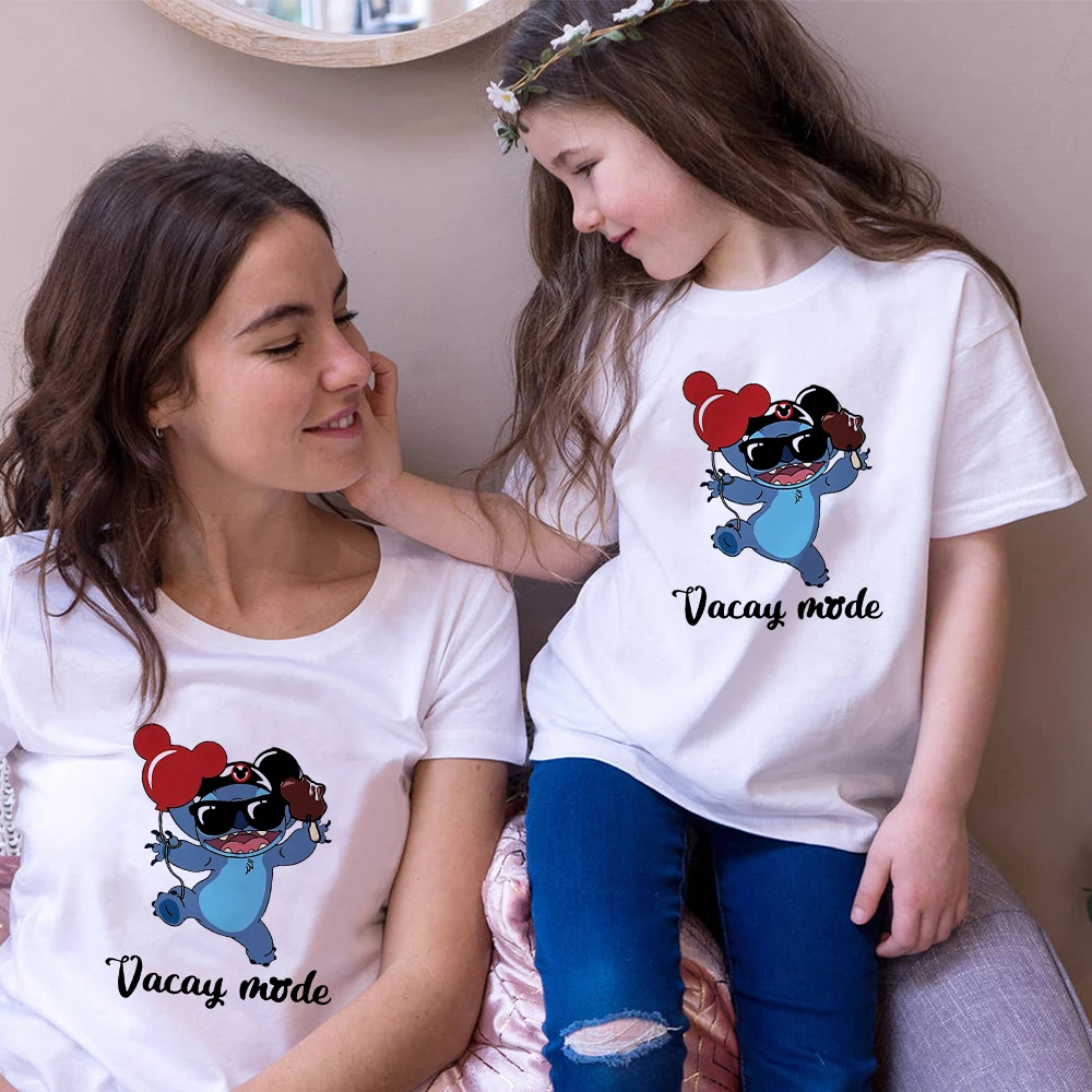 aunt and niece matching outfits Disney Children T-shirt Harajuku Tshirt Women Men Lilo & Stitch Graphic Girl Boy Kids T Shirts Summer Family Clothes Dropship matching family christmas outfits