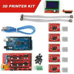 Набор деталей для 3D-принтера 12864 умный ЖК-контроллер + RAMPS 1,4 контроллер + плата Mega2560 + шаговый Драйвер A4988 для Arduino