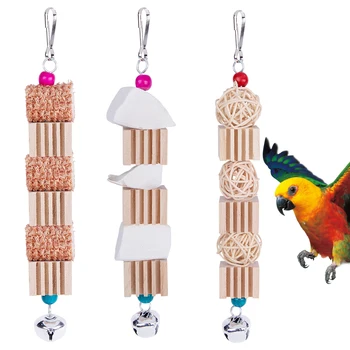 Natural Bird Parrot Toys Wood Chewing Bite Toys With Cuttlefish Bone Rattan Ball Corncob Pet Bird.jpg