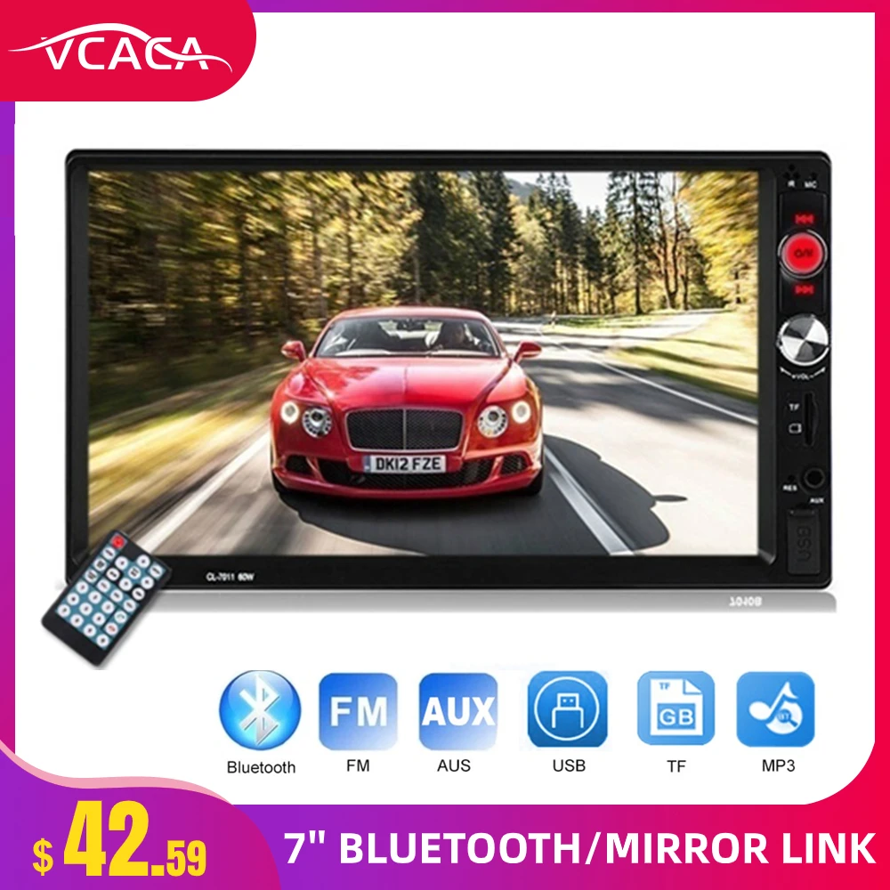 VCACA 2Din 7 дюймов Автомобильный мультимедийный плеер FM/USB/AUX MP5 Bluetooth автомобильный