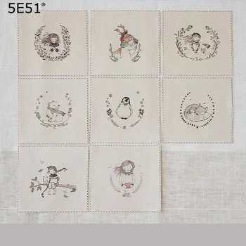 

Hand-stitched DIY decoration coaster accessories cotton linen /cartoon printed 16cm/Many uses