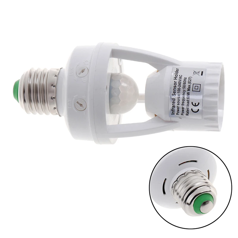 

Hot AC 110-220V 360 Degrees E27 PIR Induction Motion Sensor IR infrared Human Plug Socket Switch Base Led Bulb light Lamp Holder