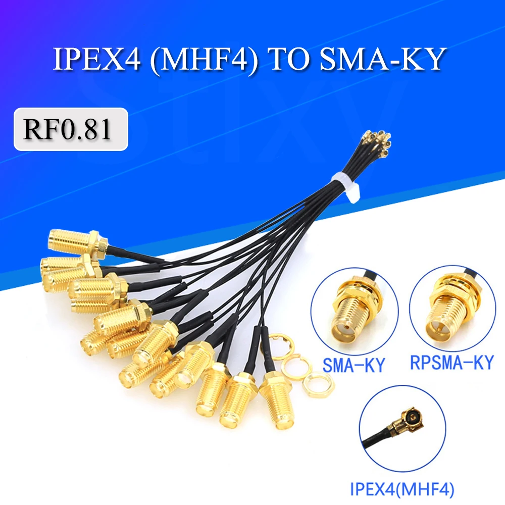 Cable conector SMA hembra a IPEX4 IPX4 MHF4 a SMA hembra RF0.81, RP-SMA-K de montaje de Cable rg0.81 mm, 5 uds.