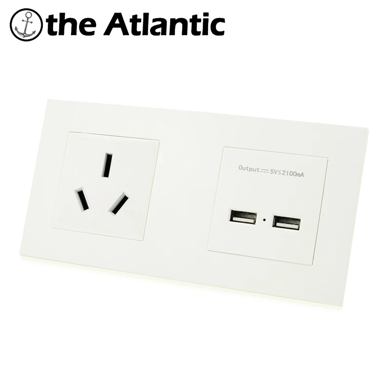 

Atlectric AU Australia Standard Plug Dual USB Charging Port Double Power Wall Electrical Outlet Plastic Panel Double Socket