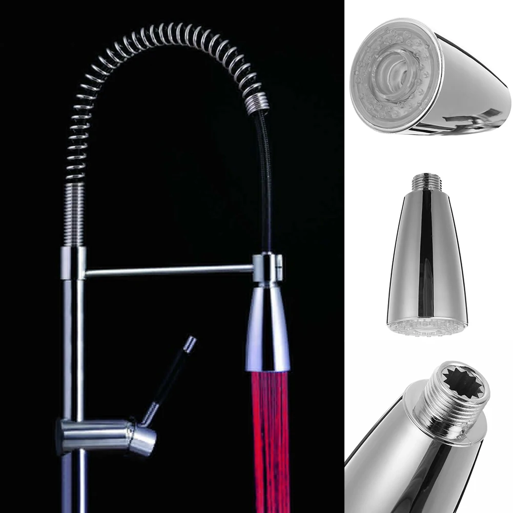 Replacement Spontaneous Light Tap Temperature Sensor Sink Temperature-controlled Nozzle 3 Colors Change LED Faucet