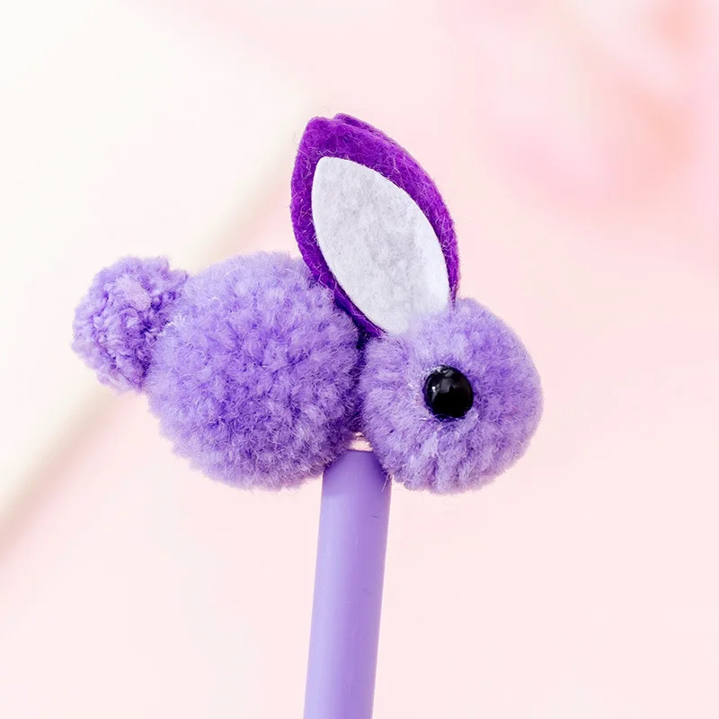 Гелевая ручка Kawaii, Корея, креативная, плюшевая, с ушками кролика, гелевая ручка, милый кролик, ручка для подписи, кавайные канцелярские школьные принадлежности, обратно в школу - Цвет: purple