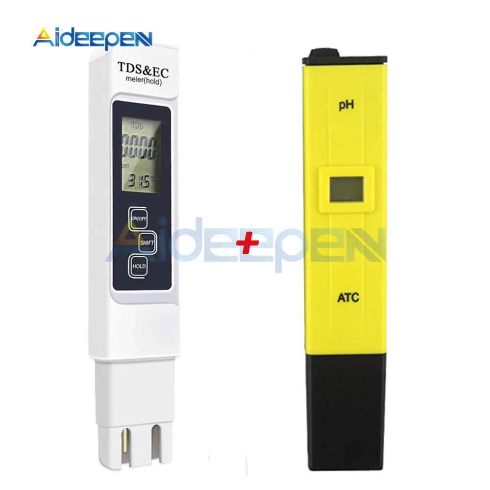 Цифровой измеритель PH 0,00-14,0 PH тестер+ TDS& EC TDS-3 термометр 0-9999us/см 0-9999ppm 0,1-80,0 градусов 3 в 1 монитор воды - Цвет: TDS EC and PH meter