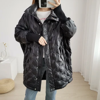 

2020 High Quality Winter warm Women's Down Jacket Glossy Long 90% White Duck Down Coat Thicken Warm Female Hooded Outwear
