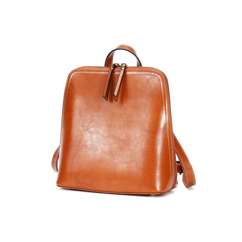 

2019 Europe And America Fashion New Style Women's Leather Backpack Versatile Oil Wax Leather Backpack Guangzhou Manufacturers Wh