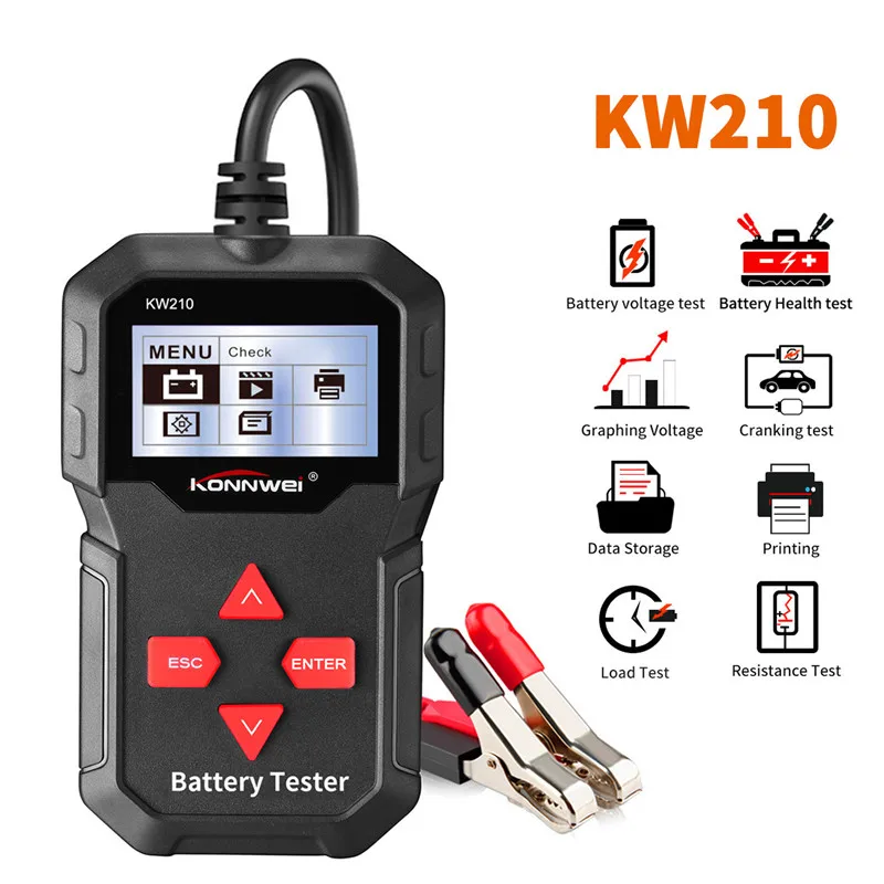 

KONNWEI KW210 automatic smart 12V Car Battery Tester Auto Battery Analyzer 100 to 2000CCA Cranking Car Battery-Tester
