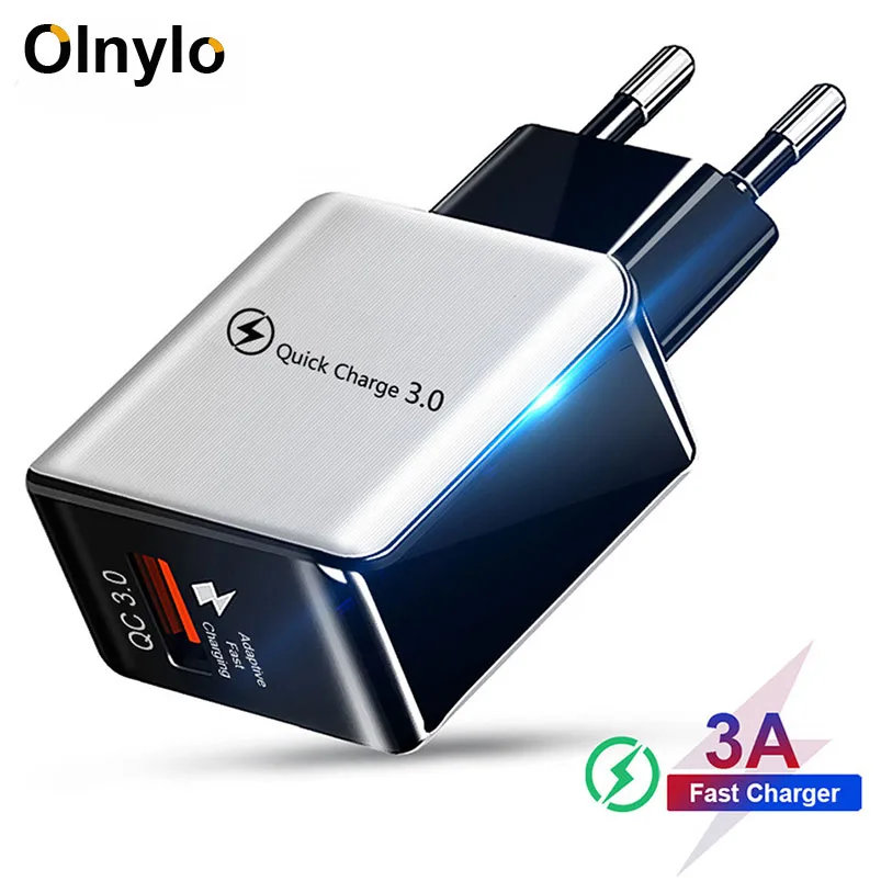 

Olnylo 18W Quick Charge 3.0 EU Plug Wall USB Fast Charging Adapter For Huawei Mate 30 Pro iPhone 11 Pro Max Mobile Phone Charger